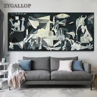 Picasso berühmte Kunst Gemälde Guernica Druck auf Leinwand Picasso Kunstwerk Reproduktion Wandbilder für Wohnzimmer Home Decoration