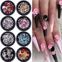 1Box 3D Nail Rhinestones Stones Mixed Colorful Decals with Nail Curved Tweezer Crystals Nails Art DIY Design Decorations197e