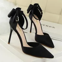 BIGTREE Sandal Bow Shoes Women Pumps Silk Casual High Heels Female Stiletto Red Wedding Shoe Woman Sandals Fast Ship349E