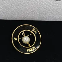 Women Pearl Round Brooch Star Letter Hollow Female Brooches Vintage Lady Engagement Brooch with Box