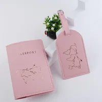 Card Holders Short Map Passport Holder Book Protective Cover Pu Leather Id Bag Luggage Tag 2pcs/Set295z