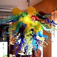 100% Mouth Blown CE UL Pendant Lamps Borosilicate Glass Dale Chihuly Art Colorful Murano Chandelier for Low Ceiling Accept Customi222I