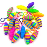 Fidget Toys Wholesale In Stock Caterpillar Cute Bubbles Decompression Tool Keychain Pendant Slug Toy Elasticity Push Bubble Anti Kids Stress