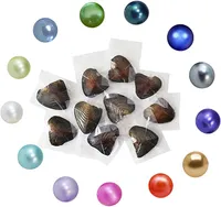 6-8mm natürliche bunte Süßwasserperle fein in der Nähe runder gefärbter Perlenperlen Schmuck Austern Perle DIY starke Licht hoher Glanz