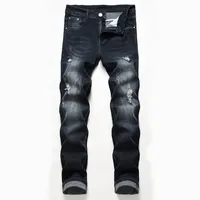 Jeans Herren zerrissen schwarze Stretchhose Europa große leichte Farbe Männer Jeans Trend Herrenhose Skinny Jean