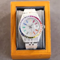 풀 다이아몬드 남성 시계 자동 기계식 시계 40mm 다이아몬드 스터드 스틸 여성 패션 손목 시계 팔찌 Montre de Luxe