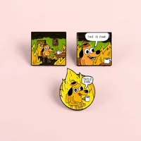 Neue Tierlegierung Brosche kreative Animation kleiner gelber Hund trinken Kaffee Feuerdekoration Pin Accessoires Abzeichen