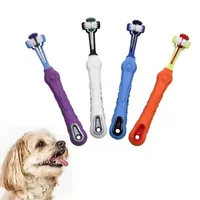 جرو فرشاة أسنان الكلاب الوجهين على الوجهين ، تنظيف فرشاة الأسنان متعددة الزاوية تنظيف الكلاب عن طريق الفم الكلاب صحة الأسنان لوازم الجرد بالجملة