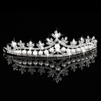 Coiffes pour mariée diadème de couronne avec crisstal perles bijoux accessoires de cheveux de mariage couronnes féminines coiffures cèches