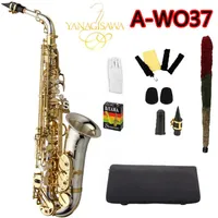 Helt ny Yanagisawa A-WO37 Alto Saxofon Nickel Plated Gold Key Professional Sax med munstycke Case and Accessories2563
