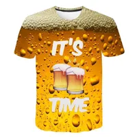 Męskie koszulki 2022Summer Mężczyźni T-shirt 3D Piwo Czas Krótki Rękaw Nowość Woda Wzór Tops Tees Zabawna Drukowana Streetwear Tshirt