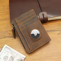 Plånböcker retro mini plånbok passar för äpple tracker fodral enkel mode luft etikett dragkedja mynt pursewallets
