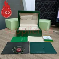 Rolex Box Watch Mens Case Oryginalne wewnętrzne zewnętrzne skrzynki Zielone pudełka Karta broszurowa Akcesoria