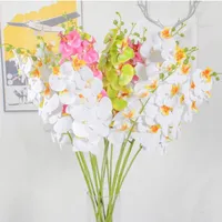 Dekoratif Çiçek Çelenkleri 1 PC 9heads 3D Lateks Kelebek Orkide El Buket Yapay Çiçek Ev Dekoru Düğün Dekorasyon Aksesuarları