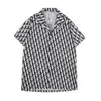 남자 드레스 셔츠 고급 슬림 실크 티셔츠 짧은 슬리브 캐주얼 비즈니스웨어 격자 무늬 꽃 캐주얼 셔츠 브랜드