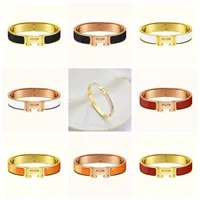 High Quality 18K Gold Stainless Steel H Bangle Clover Bracelet Jewelry for Women Gift