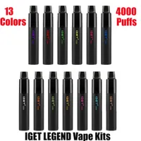 100% Originele Iget Legend Disposable Pod E-Sigaret Apparaat Kit 4000 Zuigers 12ml Prefuled Pods Cartridges Stick Vape Pen Genuine vs XXL Plus Max
