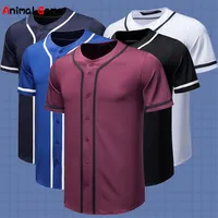 Summer Fashion Mens Button Down Baseball Jersey Casual Streetwear Tee Shirt Homme Short Sleeve Drużyna mundurowy baseball T Shirt220622