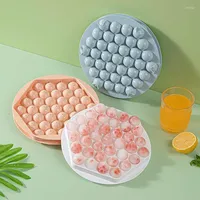 Baking Moulds Creative Round Ice Cube Tray With Lid Plastic Mold Refrigerator Spherical Box Large Kitchen Tools