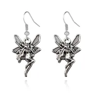 Vintage gothic Wing Angel Fairy Drop Earrings For Women Silver Dangle Chandelier Stud Earring Hoop Party Jewelry Punk Hip Hop Gift Bijoux