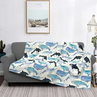 Cobertores baleias orcas narwwhals jogar cobertor almofada de pele jardim praia cobertura para cima pleitas toalha de mesa de luxo