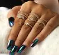 Yeni geldi basit klasik altın renkli ay yüzüğü ile küçük grup parmak yüzüğü takı kadınlar için bayan partisi gotik metal yüzükler toptanlar7369889