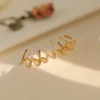 Orecchini a clip con gancio per orecchie artiglio coreano per donne a quattro punte Orecchini auricolari a colori oro CZ
