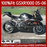 OEM Glossy Black Moto Body för Suzuki GSXR 1000 CC K5 GSX-R1000 2005 2006 Kroppsarbetet 122NO.92 GSXR-1000 GSXR1000 1000cc 05 06 GSX R1000 05-06 Injektionsformfeudes kit