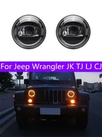 7&quot; Inch Round Led Headlights DRL & Hi/Lo Beam & Amber Turn Light for Jeep Wrangler JK TJ LJ CJ Rubicon Sahara Unlimited Hummer
