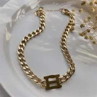 Mode Edelstahl Buchstabe 14K Gold Cuban Link Chain Halskette Armband für Herren und Frauen Partyliebhaber Geschenk Hip Hop Luxury Jew283t