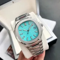 2022 Nya Nautilus Men's Automatic Luxury Watch 5711 Series ljusbl￥ Dial Silver Rostfritt st￥lrem