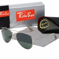 Rolverbod Men Klassiek merk retro dames zonnebril piloot luxe ontwerper brillen metalen metalen frame spiegel zonnebril 62 mm UV -bescherming bril glazen lens broeikas