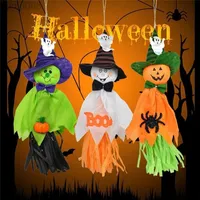 1st Halloween Hanging Ghost Decorations Pumpkin Ghost Straw Windbag Pendant för utomhus inomhus barfestbakgrundsdekoration L220809