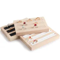 Natural Bamboo Wood Rectangular Ring Earring Display Tray Earring Storage Tray Jewelry Display Stand Counter Storage Box197G