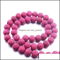 Charms Jewelry Findings Components 48Pcs Lot 8Mm Colourf Lava Stone Volcanic Rock Round Loose Beads Ball Diy Essential Oil Diffuser Bracel