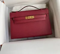 Bolsa de luxo de 22 cm Bolsa de embreagem de luxo feminino Designers mini bolsa epsom couro costura artesanal rosa cor de vinho vermelho etc. Muitas cores para escolher entrega rápida
