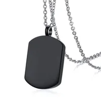 Chains Stainless Steel Black Dog Tag Cremation Urn Pendant Necklace Ash Jewelry Gift Blank CharmsChains