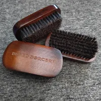 New Arrival MOQ 100 OEM Custom LOGO Retro Beard Brush Premium Rectangle Wooden Facial Hair Brushes with Natural Boar Bristle Amazon Supply for Men