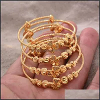 Bangle Bracelets Jewelry 4Pcs 24K African Arab Gold Color Bangles For Baby Bracelet Children Born Cute/Romantic Gifts Drop Delivery 2021 Di2