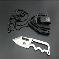 1Pcs Sample Sog Necklace Survival Knife 58-60HRC 5CR15MOV Steel Satin Blade Outdoor Hunting Tactical Knives Camping Outdoor EDC To271P