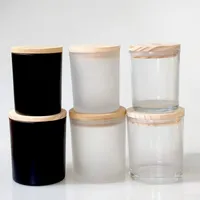 تسامي الصقيع الزجاجي حامل الشمعة بهلوان مع خيزران غطاء زجاجات مياه فارغة DIY نقل الحرارة الجرار 5704 Q2