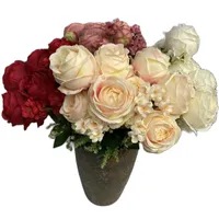 Une fausse fleur d'automne ronde rosa 13 tiges par tas simulation melaleuca rose pour le mariage fleurs artificielles décoratives de mariage