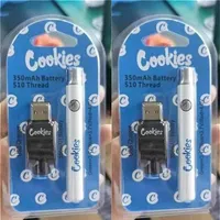Cookies Preheat Vape Battery 350mAh Preheating VV Variable Voltage USB Charger Pen for 510 Thread Carts Thick Oil Disposable Cartr268O