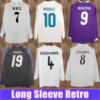 96 97 Zidane Beckham Long Sleeve Mens Retro piłka nożna Raul R. Carlos Alonso Kaka 'Sergio Ramos Seedorf Football Shirts