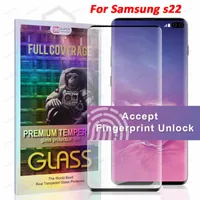 3D-krökt skärmskydd för Samsung Galaxy S22 S20 S21 Not20 Ultra S10 S9 S8 Plus Härdad Glasfodral Friendly Steel Film Edge Lim med Retail Package