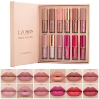 12st Lip Gloss Set Waterproof Long Lasting Non-Stick Cup Nude Lipstick Velvet Matte Lips Makeup Present Kit för kvinnor