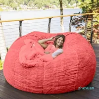 Camp Furniture Drop 180cm Giant Fur Bean Bag Cover Living Room Big Round Soft Fluffy Faux BeanBag Lazy Sofa Bed243V