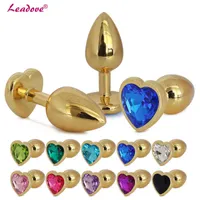 NXY Anal toys Golden Heart Shaped Small Size 28mm x 70mm Stainless Steel Crystal Jewelry Butt Plug Sex Toys for Couples GS0312 0413