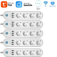 Switch Tuya WiFi Smart Power Strip Protector مع 4 مقابس 3 منافذ USB امتداد الحبل Alexa مصباح Google Assistantswitch