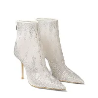 Sandals White Gradient Crystal Mesh Ankle Boots GARDENIA 100 Spring 2022 Collection JIMMY yythkg cool